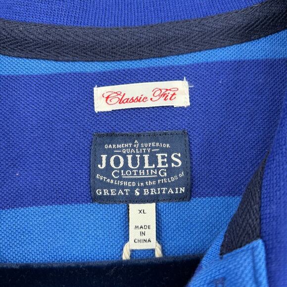 Joules Filbert Polo Shirt Mens Size US L Blue Stripe Cotton Classic Fit UK XL - Picture 3 of 15